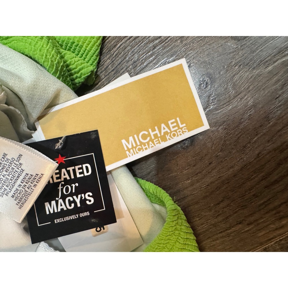 Michael Kors One Shoulder Cutout Swimsuit Green Apple Size 6 NWT - Picture 8 of 8